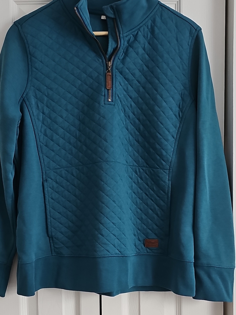 L.L. Bean Woman's Teal Quilted Half-Zip Pullover
